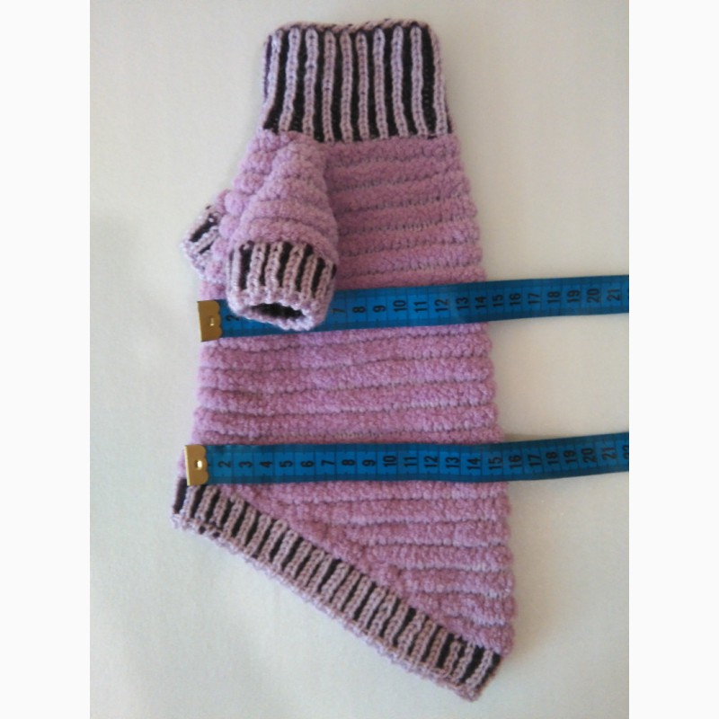 Фото 7. Сиреневый плюшевый свитерок Для кошек и собачек Ручное вязание
