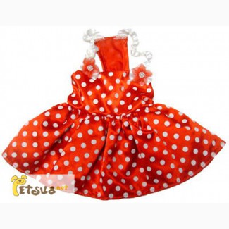 Платье для собак MonkeyDaze Горошек (Polka dot dress red), одежда для собак